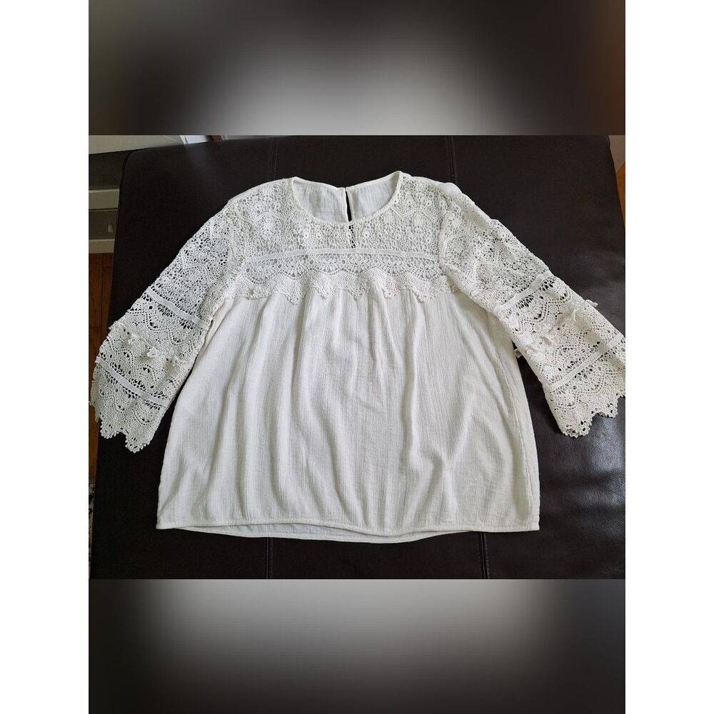 Sezane Ivory Lace Crochet Blouse Top - Picture 6 of 12
